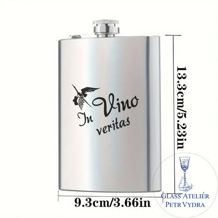 Flachmann mit in vino veritas - Metallgravur