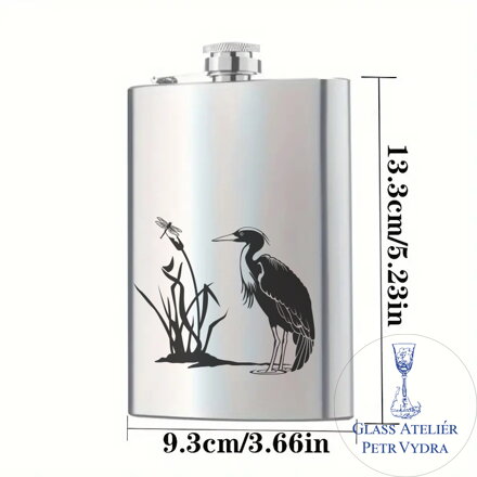 Placatka s motivem volavka - Gravírování do kovu