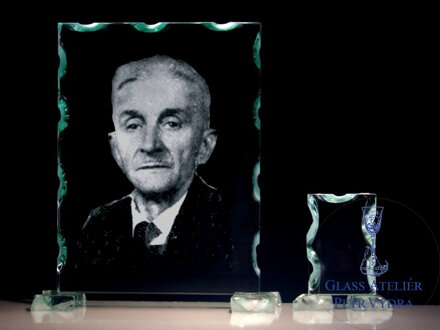 Skleněný podstavec do urnové schránky ( kolumbária ) s fotografií zesnulého - obdelník