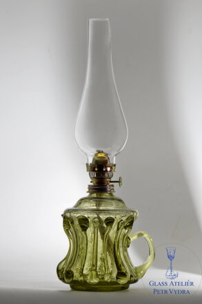 Petrolejová lampa, historické lesné sklo - 906-15s-kr, 36x14-cm