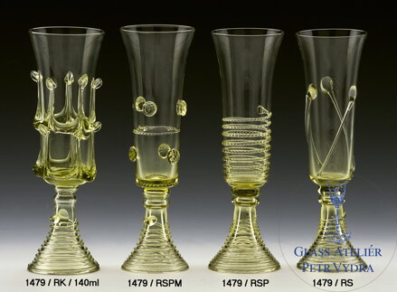Historické sklo 2x- sklenice šampus 1479/RSP/140ml