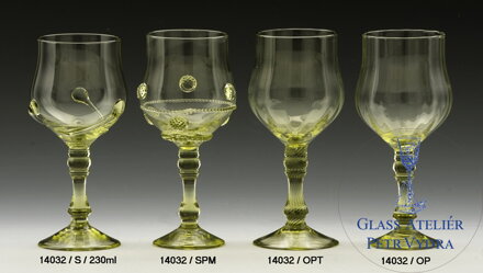 Historické sklo 2x- sklenice víno 14032/ 230ml