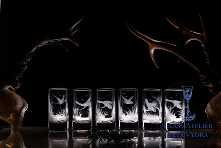  6 x Gläser Schnaps 40 ml - Jagd Thema - Hand graviertes gläser