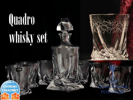Quadro whisky set- 7 kusů whisky sklenice a whisky karafa v dárkové krabicii - Abstraktní motiv