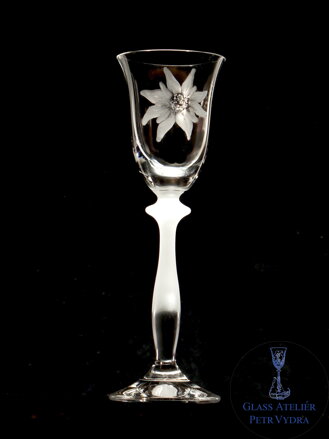 6x Liquer glasses Angela 60 ml - Edelweiss Motiv - Hand graviertes Glas