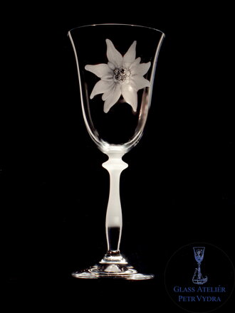 6x Weinglas Angela 250 ml-Edelweiß Motiv-Hand graviertes Glas