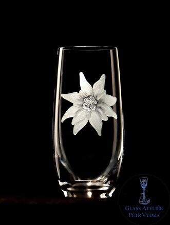 6x Wasser und juice glas Barline 320 ml - Edelweiß Motiv - Hand graviertes Glas