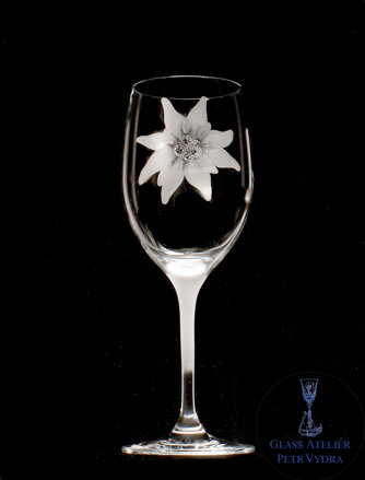6x Weinglas Thun 250 ml - Edelweiß Motiv - Hand graviertes Glas