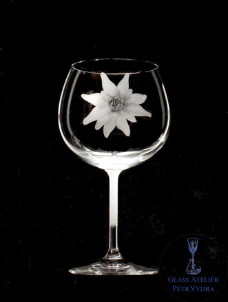 6x Weinglas Thun 450 ml - Edelweiß Motiv - Hand graviertes Glas