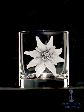 6x Whisky glas Barline 320 ml - Edelweiß Motiv - Hand graviertes Glas