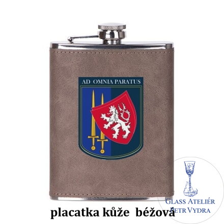 Nerezová placatka 240 ml s potahem ze syntetické kůže s vaším textem, fotografií nebo motivem ( fotografie je vzorová )