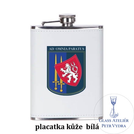 Nerezová placatka 240 ml s potahem ze syntetické kůže s vaším textem, fotografií nebo motivem ( fotografie je vzorová )