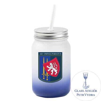 Sklenice "Mason Jar" 450 ml bez ouška matná - gradient s vaším textem, fotografií nebo motivem ( fotografie je vzorová )