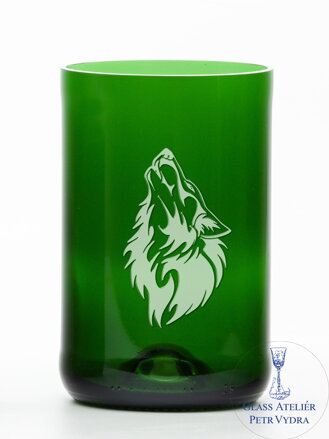 2 St. Öko-Gläser (aus einer Sektflasche) groß grün (13 cm, 6,5 cm) Wolf