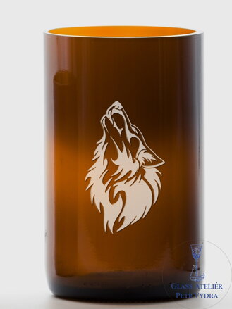 2 Stück Ökoglas (aus Sektflasche) groß braun (13 cm, 6,5 cm) Wolf
