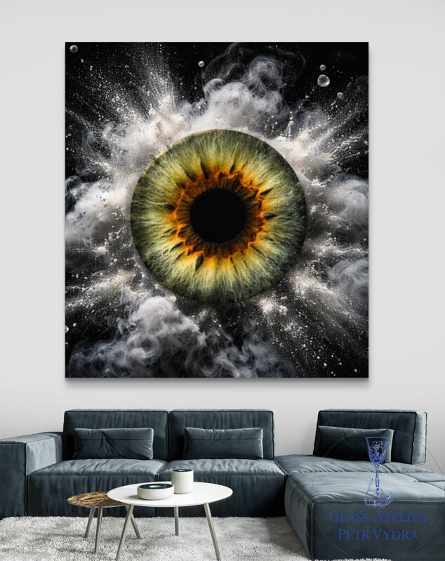 Autorská fotografie na galerijním fotopapíře - Iris foto - fotografie vaší duhovky jako obraz - Efekt ,Mlhovina,,