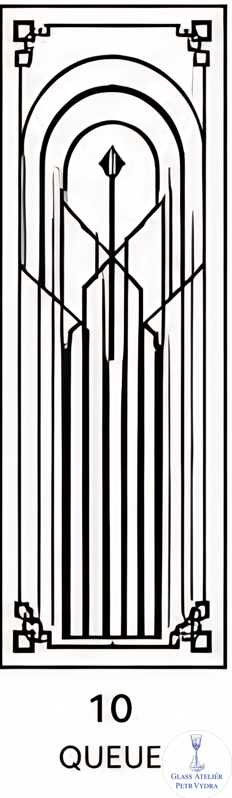 Dekorativní pískovaná tabule skla do okna, skříní nebo dveří ( Art deco 10 - Guuueue )