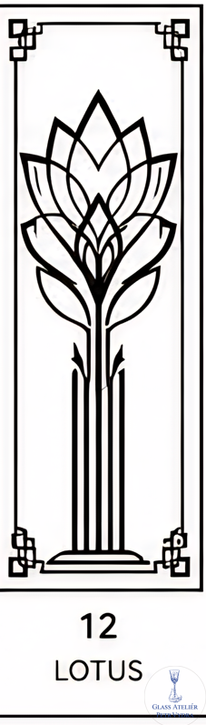 Dekorativní pískovaná tabule skla do okna, skříní nebo dveří ( Art deco 12 - Lotus )