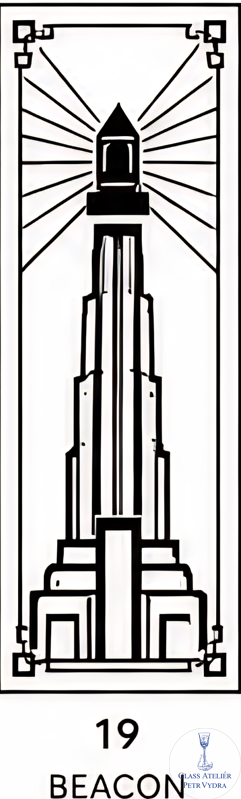 Dekorativní pískovaná tabule skla do okna, skříní nebo dveří ( Art deco 19 - Beacon )