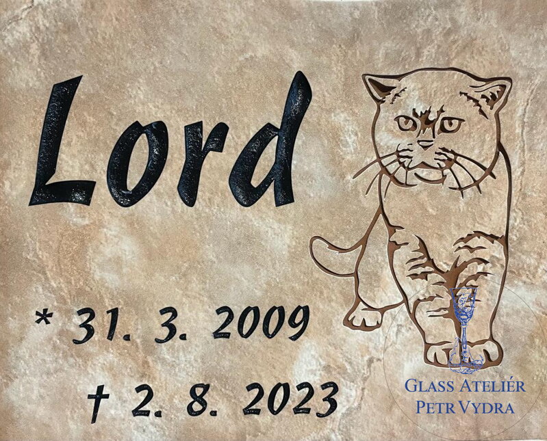 Zvířecí pomníček na zahradu - dlaždice 25 x 20 cm, silueta kočky hnědá, nápis černý Zvířecí pomníček na zahradu - dlaždice 25 x 20 cm, silueta kočky hnědá, nápis černý