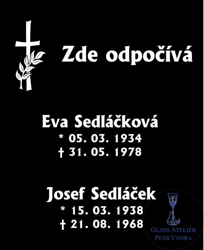 (Muster 2) Schwarze gläserne Grabplatte mit Inschrift und Kreuz - 10 x 13 cm (Muster 2) Schwarze gläserne Grabplatte mit Inschrift und Kreuz - 10 x 13 cm