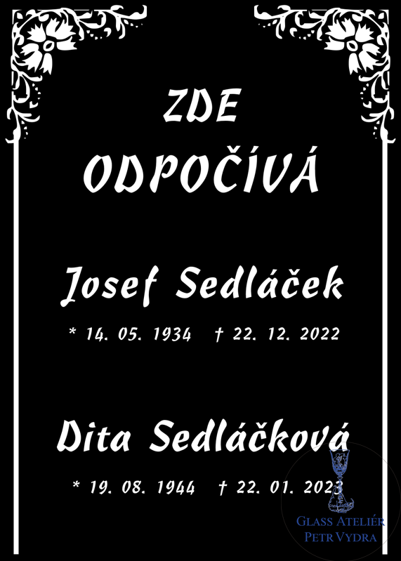 V31. Černá náhrobní skleněná deska s okrajem  V31. Černá náhrobní skleněná deska s okrajem