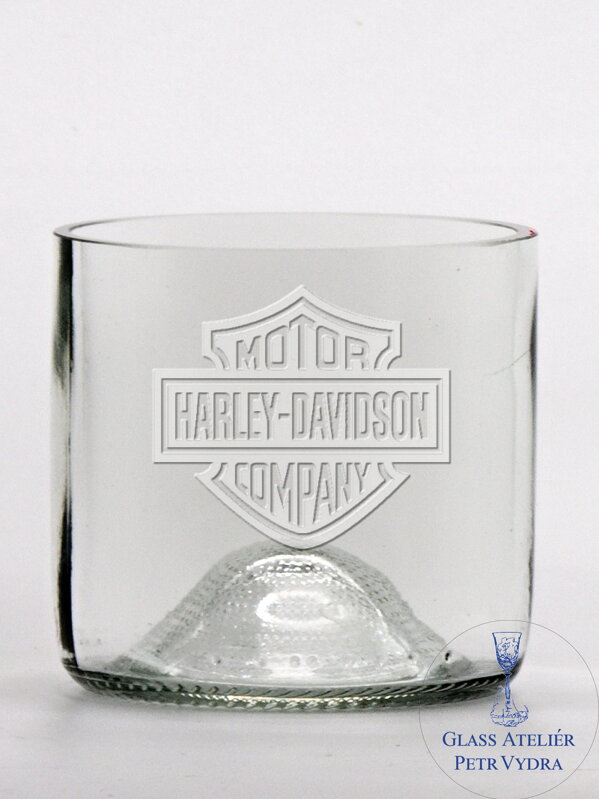 2 Stück Öko-Gläser (aus einer Weinflasche) Mini klar (7 cm, 7,5 cm) Harley Davidson