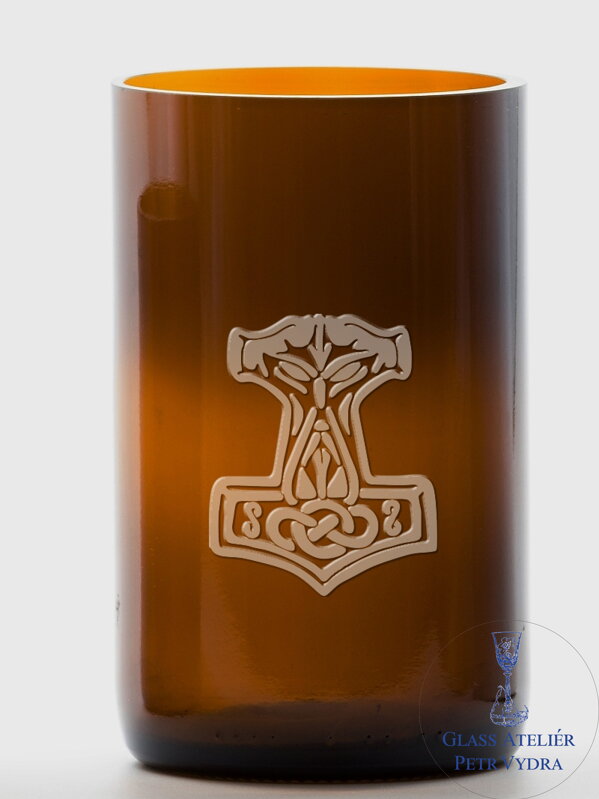 2 St. Eco Glas (aus Sektflasche) groß braun (13 cm, 6,5 cm) Thorshammer