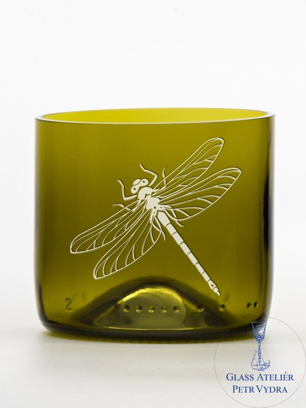 2ks Eko poháre (z fľaše od vína) mini olivová (7 cm, 7,5 cm) Vážka 2ks Eko poháre (z fľaše od vína) mini olivová (7 cm, 7,5 cm) Vážka