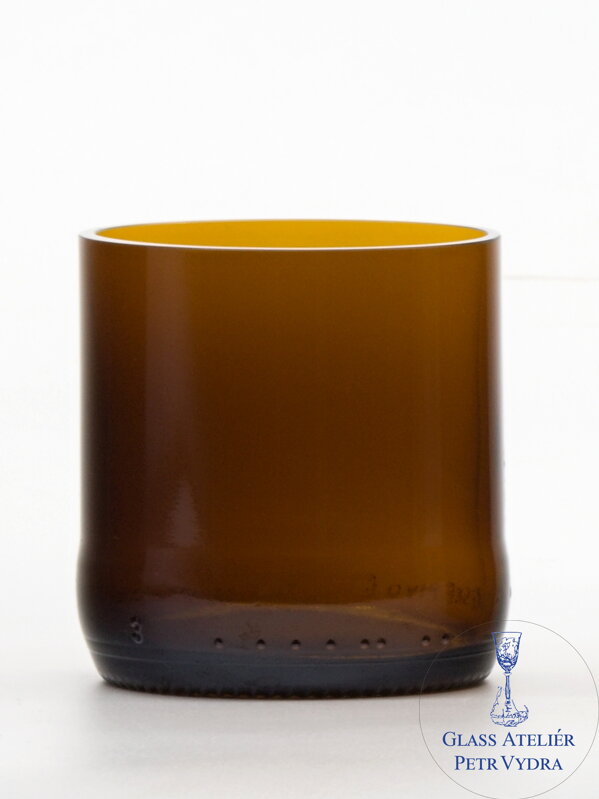 2 Stück Öko Upcycling Glas (aus einer Bierflasche) klein braun (7 cm, 6,5 cm)