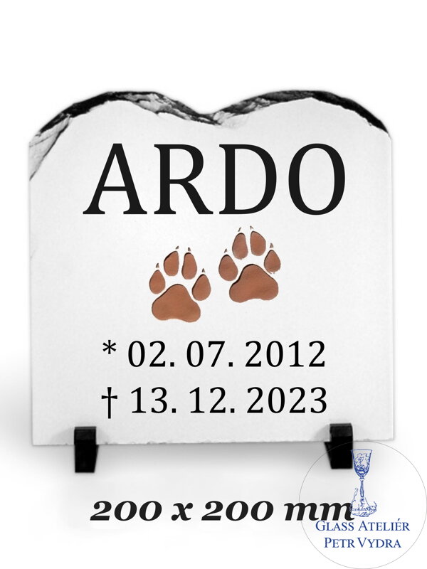 Žulový foto kámen vlny - packy a nápis Žulový foto kámen vlny - packy a nápis