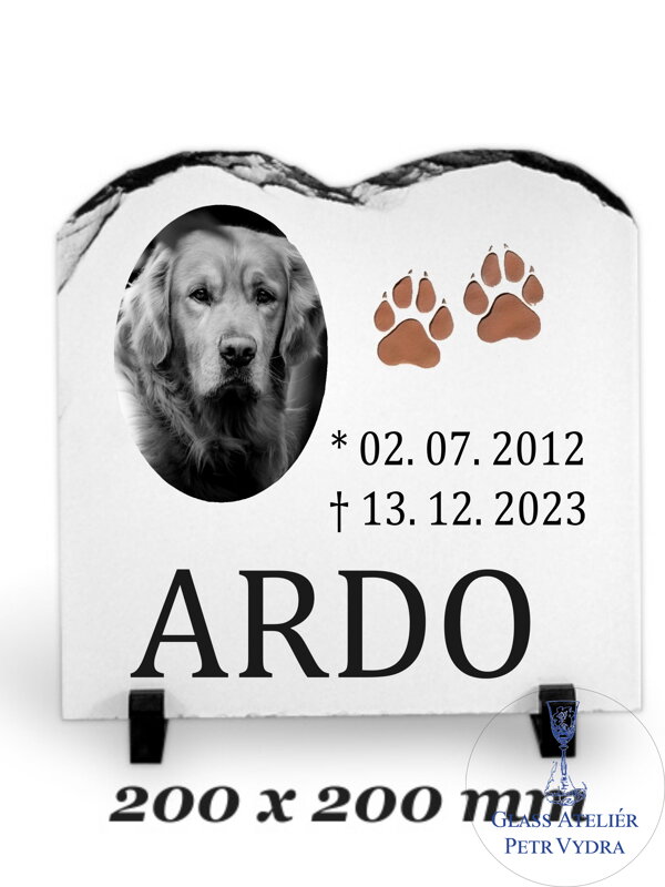 Žulový foto kámen vlny - fotografie černobílá a nápis