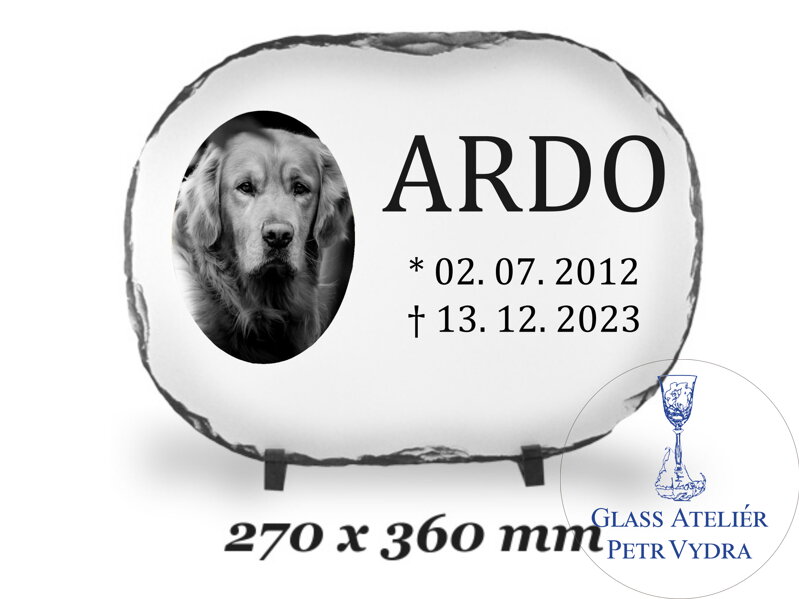 Žulový foto kámen ovál - fotografie černobílá  a nápis