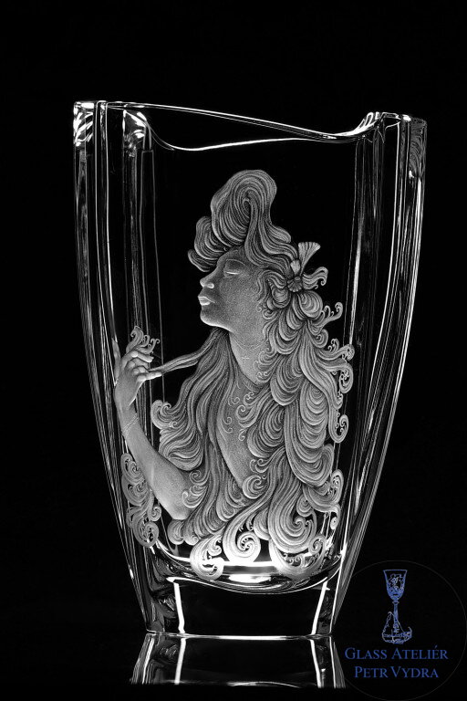Vase mit Motiv Mucha