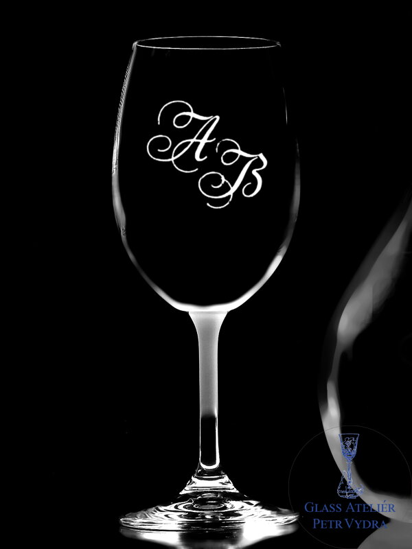 6x Sklenice na víno s monogramem - 350 ml 6x Sklenice na víno s monogramem - 350 ml