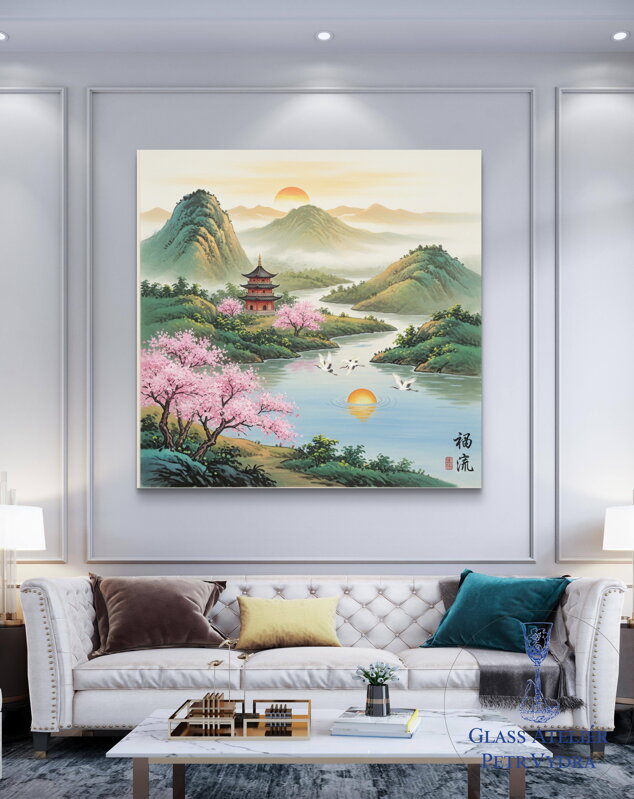 Obraz na akrylátovém skle - Digitální design Feng shui příroda