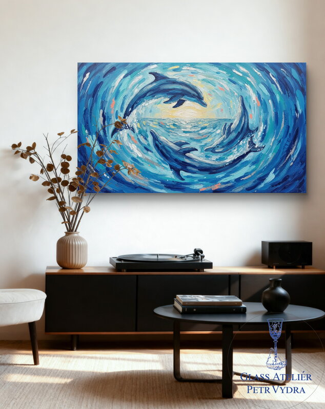 Fotoplátno - Abstrakce moderního umění  - Delfíni