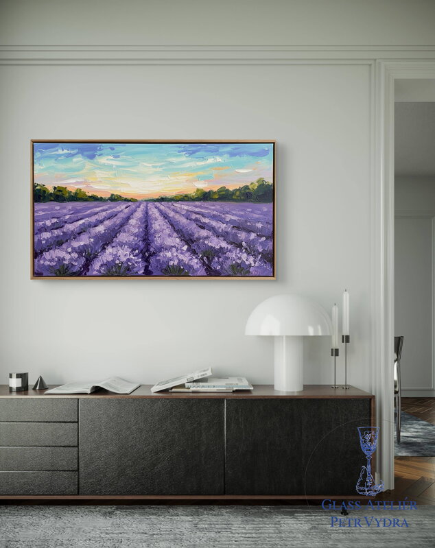 Fotoplátno -Levandulové pole západ slunce