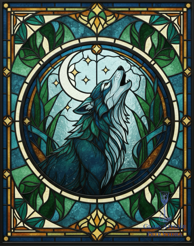 Obraz na akrylátovém skle - Secesní obraz styl vitráže vlk obdelník