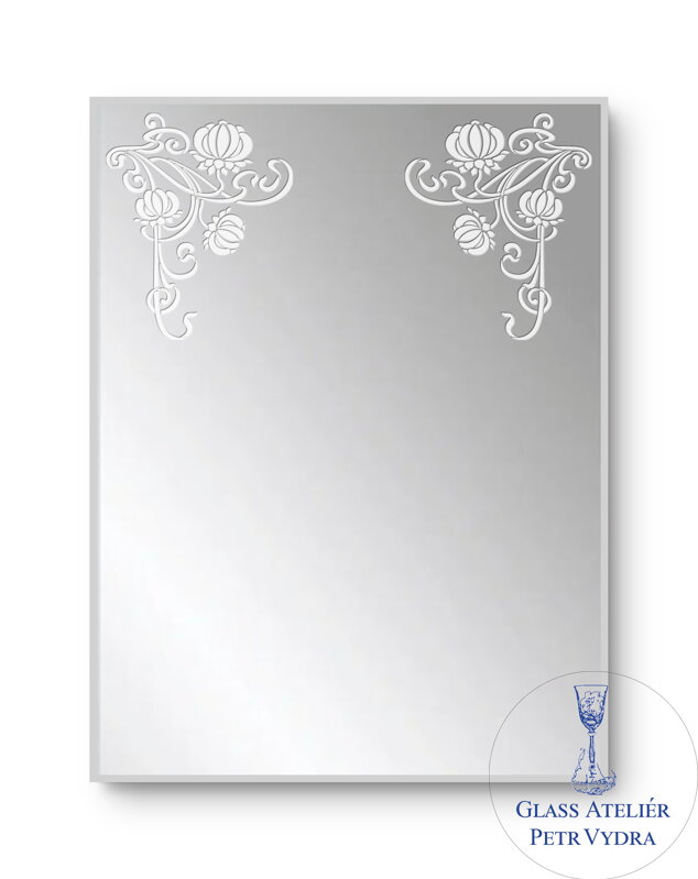 Dekorativní pískované zrcadlo s fazetou a motivem ( vzor 1 )