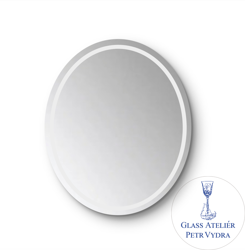 Dekorativní pískované zrcadlo s fazetou a motivem ( vzor  okrajový pruh - ovál )