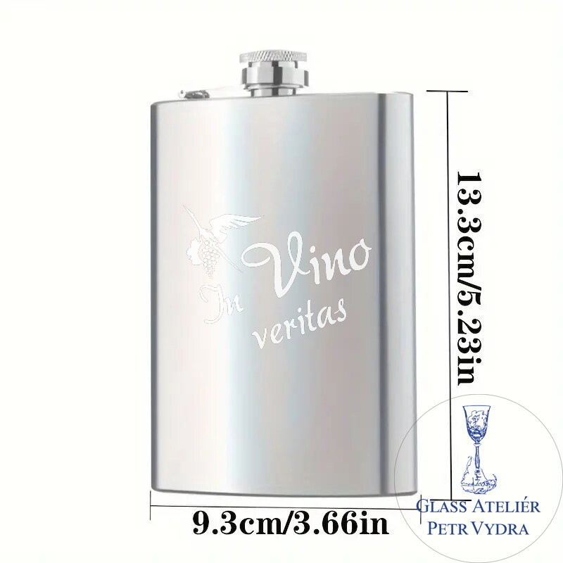 Flachmann mit in vino veritas - Metallgravur
