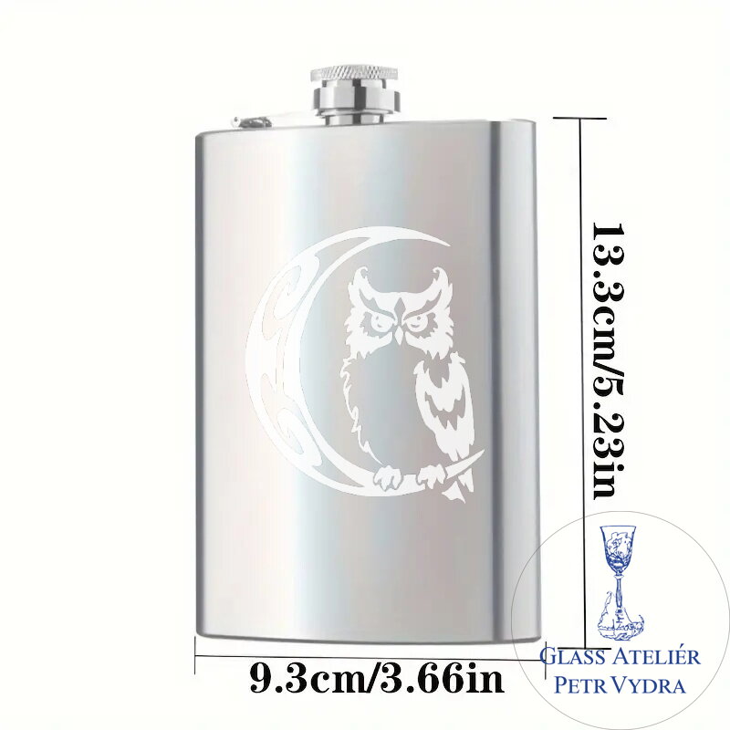 Flachmann mit Eule - Metallgravur