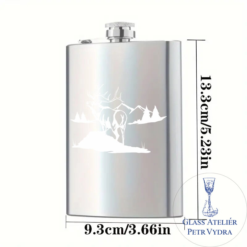 Placatka s motivem jelen a hory - Gravírování do kovu