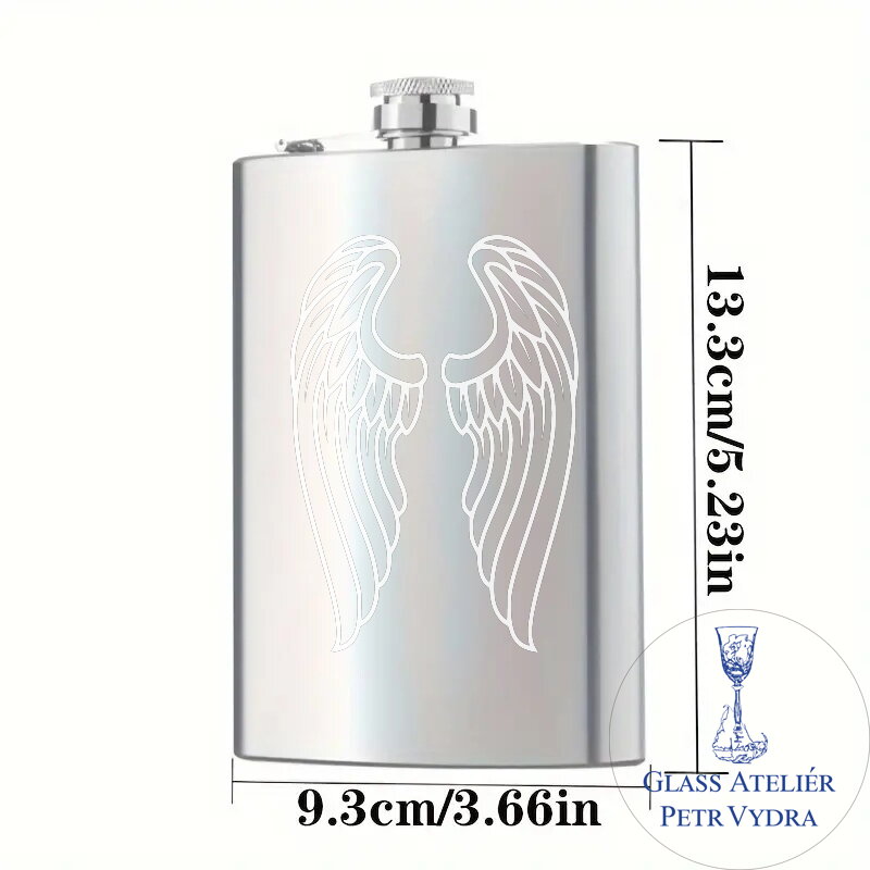 Flachmann mit Engelsflügeln - Metallgravur