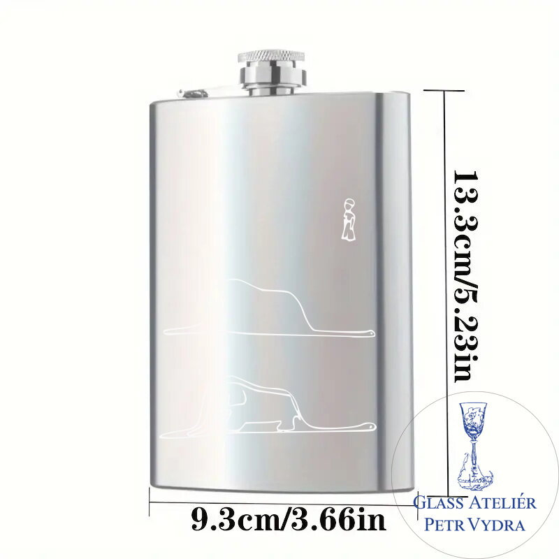 Flachmann mit dem Motiv des Kleinen Prinzen und der Boa constrictor - Metallgravur