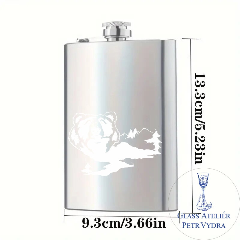 Placatka s motivem medvěd pozadí hor - Gravírování do kovu