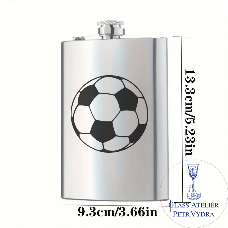 Placatka s motivem fotbalový míč - Gravírování do kovu Placatka s motivem fotbalový míč - Gravírování do kovu