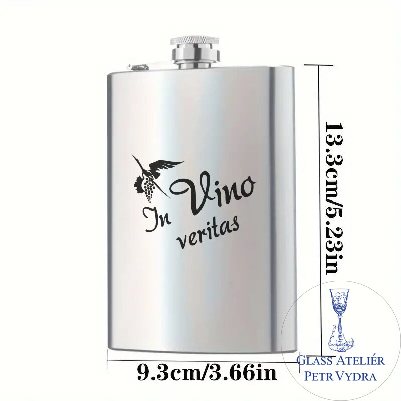 Placatka s motivem in vino veritas - Gravírování do kovu Placatka s motivem in vino veritas - Gravírování do kovu