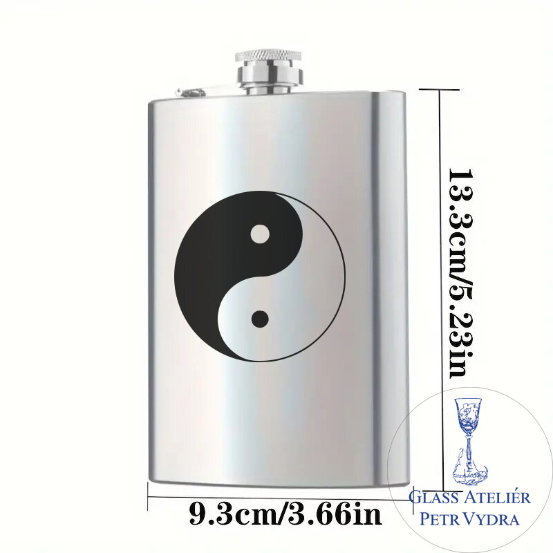 Placatka s motivem jing jang - Gravírování do kovu Placatka s motivem jing jang - Gravírování do kovu